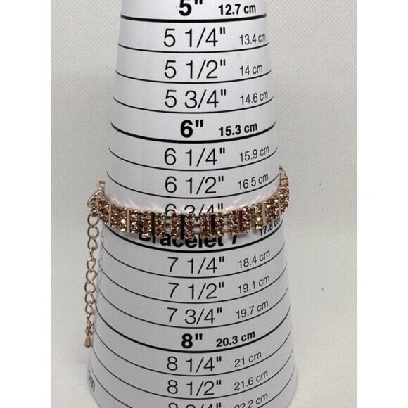 Amber Colored Rhinestone Bracelet Beautiful Elegant Lobster Claw with Extender - Picture 2 of 9